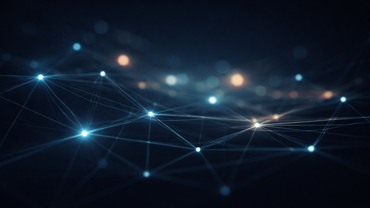 Abstract enterprise architecture and AI transformation visual